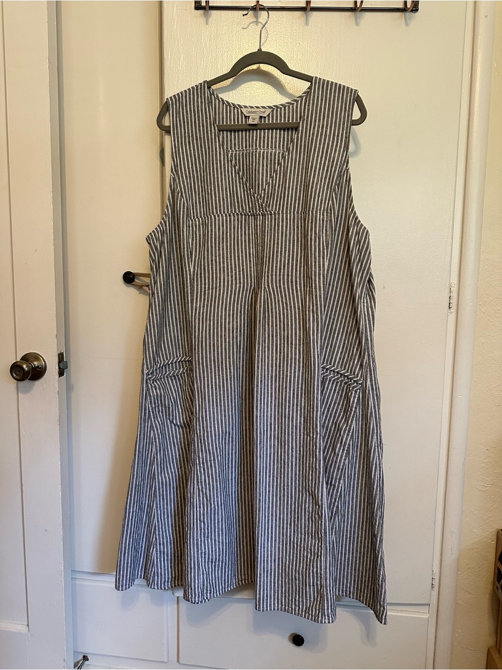 Sleeveless Black and White Striped Cotton Sundress